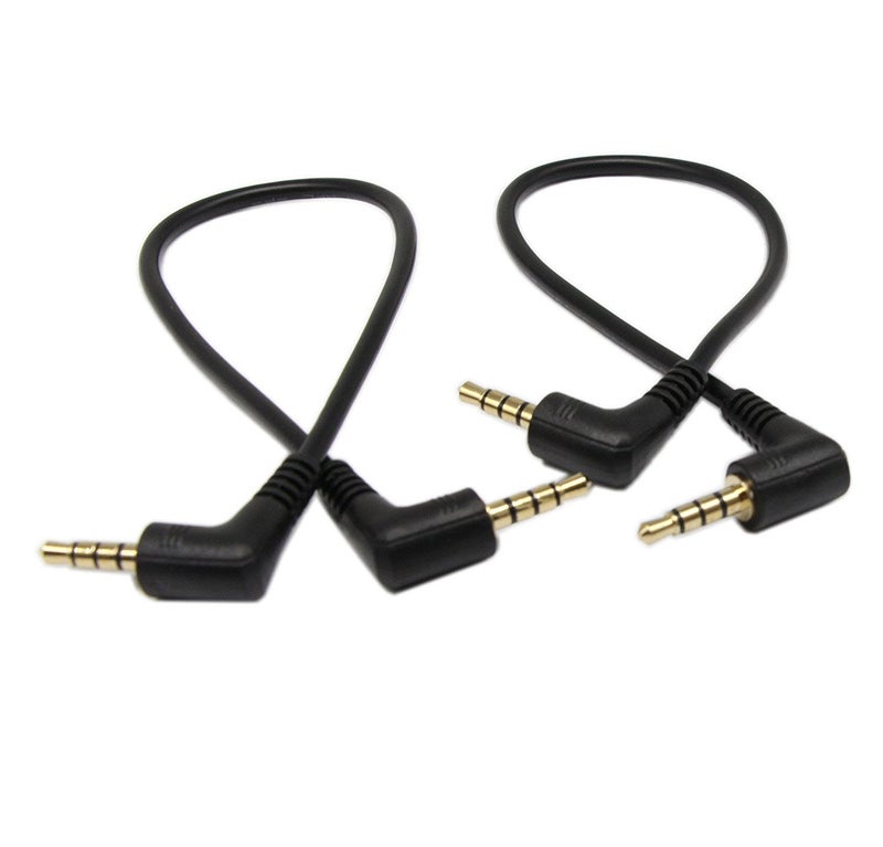 SinLoon 3.5mm TRRS Cable, (2-Pack) Gold Plated 90 Degree Right & Left Angled 3.5mm Stereo 4-Pole Male to Male Auxiliary Audio Cable for Smartphones,Tablets,Players Microphone(4-P,9inch) - Image 1